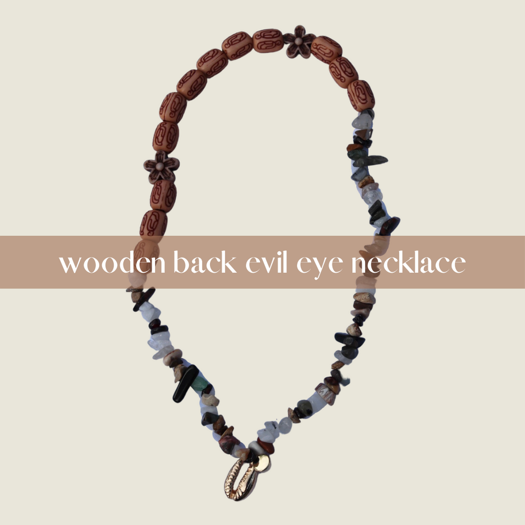 Wooden back evil eye necklace(custom for semi)